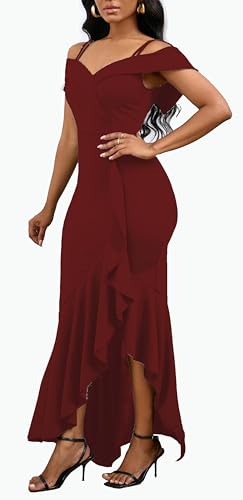 Image of FairyLove Women's One Shoulder Sleeveless Formal Ruched Bodycon Fashion Dress Belted Cocktail Dresses