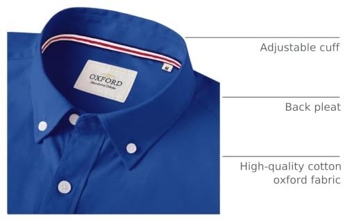 Image of Alimens & Gentle Mens Solid Oxford Shirt Long Sleeve Dress Shirt Work Casual Button Down Shirts with Pocket