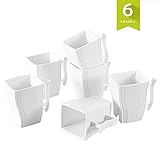 BONITO CONJUNTO DE TAPIA DE PORCELANA DE ALTA CALIDAD EN CREMA LIGERA BLANCA | Productos de porcelana hechos a mano con hermosas ópticas de alta calidad, incluye 4.5 "taza (6 piezas) 11.5 x 7.5 x 11 cm 307g 350ml.