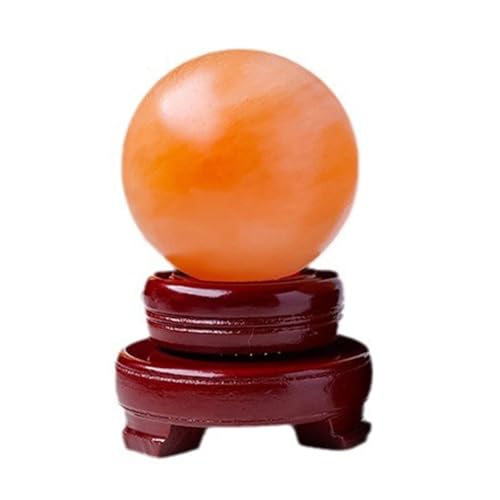 Boule de cristal orange en gypse 60mm avec socle en bois pour feng shui