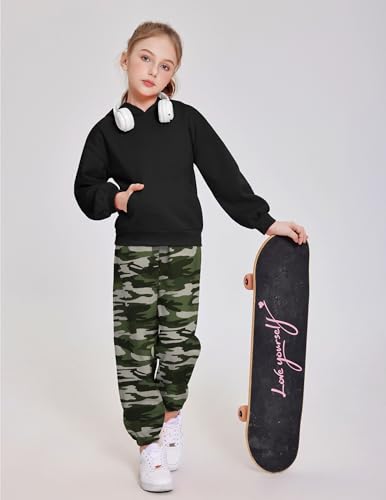 Image of Arshinet Girls 2 Piece Outfits Oversized Sweatshirt and Sweatpant Sweatsuit | Pullover Hoodie Crewneck Baggy Jogger Pants with Pockets Fall Winter Tracksuits Clothes