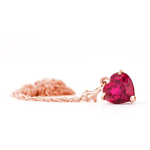 Galaxy Gold Gg 20" 20 Inch 14K Solid Rose Gold Necklace Heart-Shaped Ruby Handcrafted Fine Jewelry With Solid Gold And Genuine Gemstone. Anniversary Birthday Mother's Day Valentines Graduation, Christmas Spring Summer New Year Women Pendnat Necklace Gift Made In Usa Fine Jewelry Available In Yellow, Rose And White Gold #TOP4