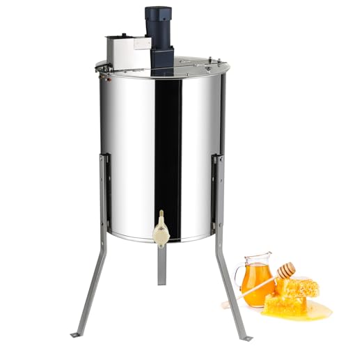 Happybuy Electric Honey Extractor, 4/8 Frames Stainless Steel Spinner for Beekeeping, Height Adjustable Stand, Honeycomb Drum Centrifuge with Lid