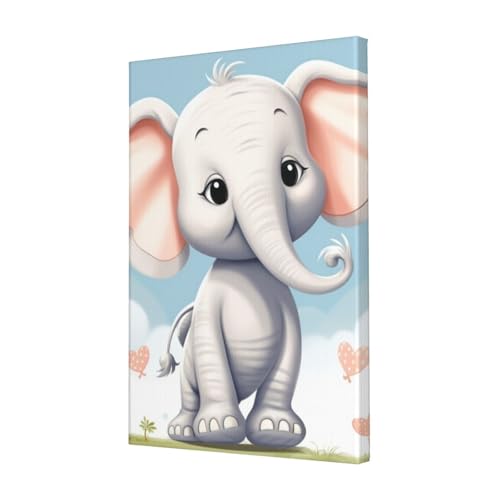 Impression sur toile éléphant mignon encadrée pour décoration salon