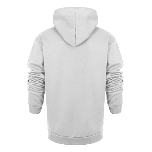 Long Sleeve Tops Men Casual Spring Beach Plus Size Cotton Hooded Sweatshirt Zipfront Comfortable Comfort Solid Color Sweatshirt Mens White #TOP3