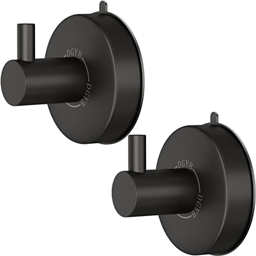DGYB Brushed Nickel Shower Hooks Suction Cup Set of 2 Bathroom Towel Hooks 304 Stainless Steel Waterproof Hand Towel Hook 15 LB Removable Wall Hooks for Kitchen Bathrooms Door Window