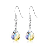 Philip Jones Sterling Silver Aurora Borealis Pear Earrings Created with Zircondia® Crystals