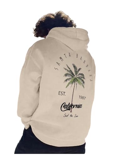 RoseSeek Boys Coconut Tree Graphic Hoodies Hooded Long Sleeve Tropical Sweatshirts Casual Pullovers Apricot 12Y