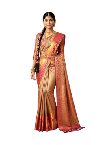 Image of VFCollections Women's Kanchipuram Silk Pure Pattu Sarees With Blouse