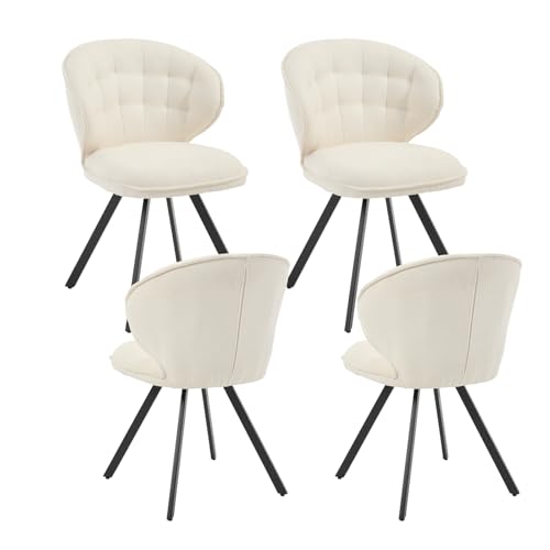 Image of chairus Dining Chairs Set of 4, Modern Chenille Fabric Kitchen Chair, White