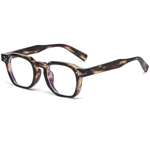 Image of AIEYEZO Retro Blue Light Glasses for Men Women Square Thick Framed Eyeglasses Trendy Vintage Computer Glasses