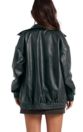 Image of Sampeel Leather Jacket Women Faux Oversized Motorcycle Bomber Coats 2026 Fall Fashion Outfits Winter Clothes