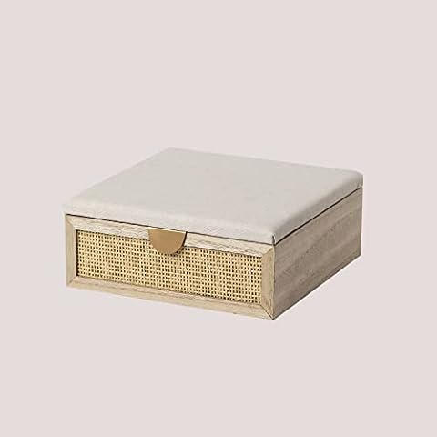 SKLUM Kiefernholzkiste Afen Beige Leinen Cover