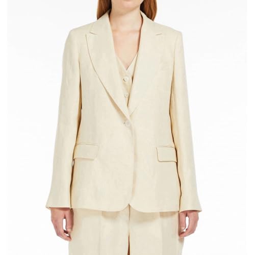 Women's Linen Suit 3-Piece Formal Set Professional Single Breasted Button Peak Lapel Jacket Vest Pants Tuxedos3