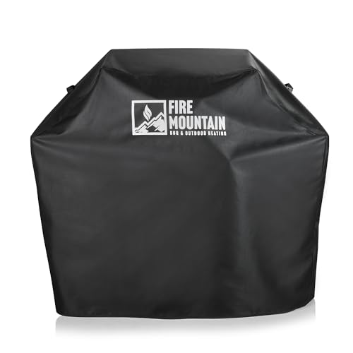 Fire Mountain Everest Pro 4 Burner Premium Protective Heavy Duty BBQ Cover, Black, Weather Proof, Outdoor Grill Protection, Fade Resistant Barbecue Shelter, Adjustable Ties, BBQ Shelter