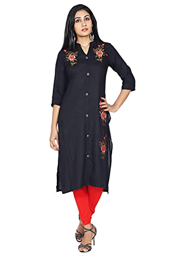 Image of Mehsoos Women's Rayon Embroidered Straight Kurta /Ethnic wear /Tradtional Wear Beautifull Color and Size (KKUT002