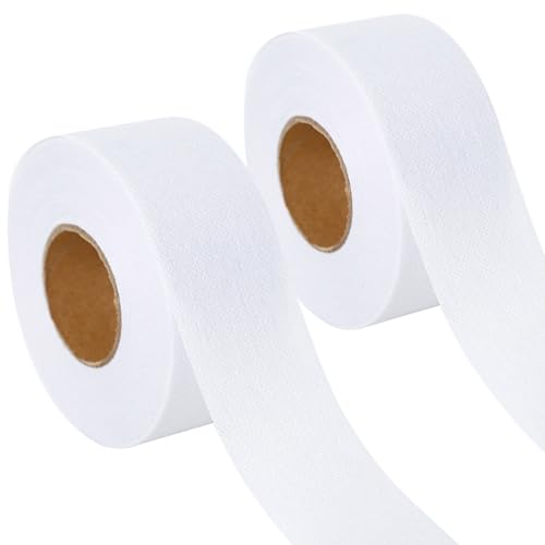 XMJY 2 Rolls Fusible Batting Tape for Quilting -1.5 Inches x 30 Yards White Batting Seam Tape, Fusible Sheer Binding Tape for Batting Quitting Sewing