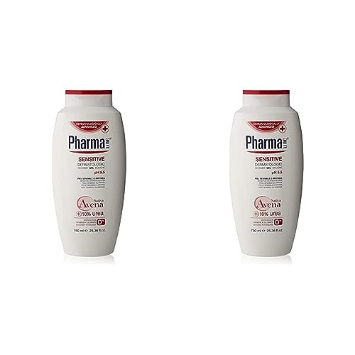 PHARMALINE Gel de baño piel sensible o irritada Sensitive 750ml con avena sativa y urea - Sin siliconas, parabenos ni sulfatos. (Paquete de 2)