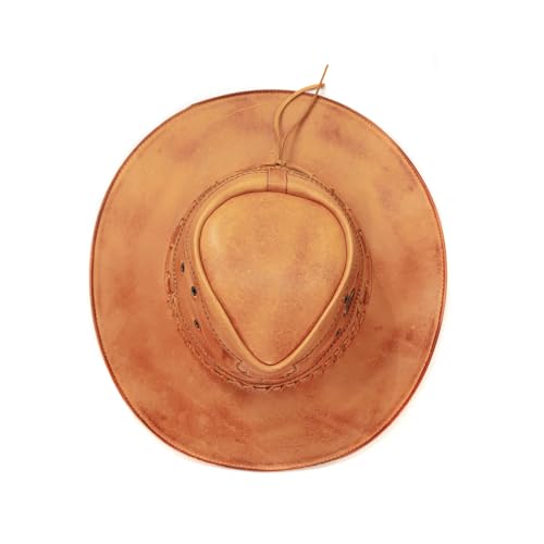 Chapéu Country Unissex em Couro Legítimo cor Cenoura Estilo Americano Rodeio Festa de Peão Vaquejada