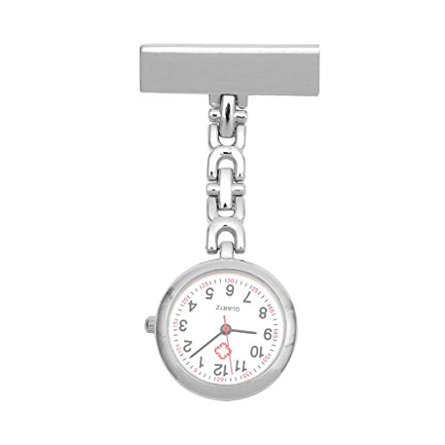Neubula Montre Infirmiére Montres d'Infirmières à Quartz Numérique en Métal Montres de Broche Suspendues Portables pour Médecin, Infirmière, Personnel d'allaitement, Clinique, Hôpital (Argent) Cover