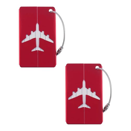 GNALIA Identificador De Maletas 2 Unidades Rojo Silicona Dimensiones 7.5Cm X 4.5Cm Con Cable Acero Tarjeta Identificación Viaje