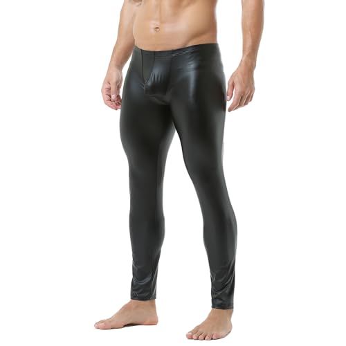 DTODWW Men's Faux Leather Activewear Leggings Slim Fit Tight Pants Long PU Pants Clubwear2