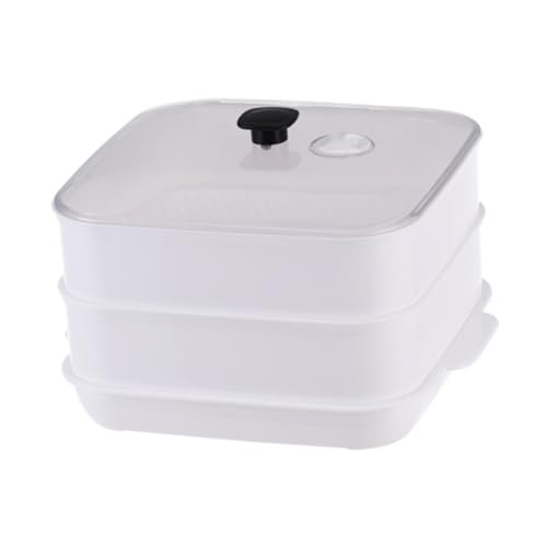 LALADEFIEE Vaporera de Alimentos Doble Capa para Microondas Utensilio de Cocina PP Seguro Resistente y Antideslizante para Cocinar Verduras y Platos al Vapor
