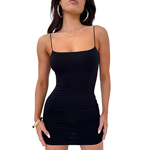 Vestido Sexy Mujer Mini Vestido Ajustado de Fiesta Vestido Corto de Manga Larga con Hombro Descubierto para Mujer Dress Bodycon Slim Fit Elástico para Casual Noche Club Cita (Negro, S)