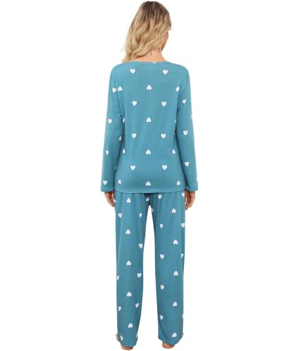 Image of ENJOYNIGHT Womens Pajama Set Cotton Pjs Long Sleeve Sleepwear with Pockets