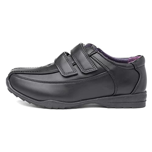 Us Brass - Zapato escolar para niños con cierre al tacto negro