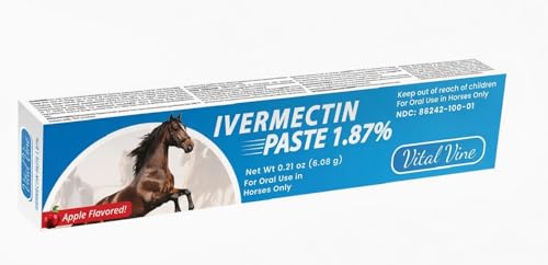VITALVINE Ivermectin 1.87% Paste for Horses Apple Flavor 6.08g Syringe Treats Horses Up to 1250 lbs (1-Pack)