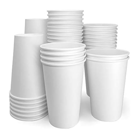 Papernain [16 oz, 100-Count, White Hot Paper Disposable Cups Cover