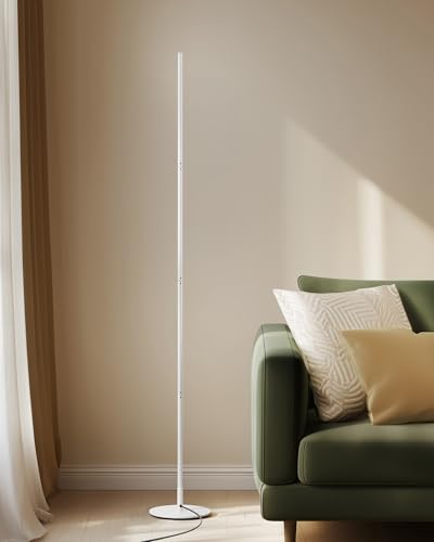 EDISHINE Stehlampe Wohnzimmer, LED Stehlampe Dimmbar, 3000K warmweiße Stehleuchte mit Memory-Funktion, höhenverstellbar 146 cm, moderne Standleuchte für Schlafzimmer und Büro, Weiß
