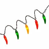 LUCKY SHINE Red Green and Yellow Chili Pepper String Lights, 35 LED and 18 FT Brown Wire Decorative Lighting String, for Kitchen, Living Room, Garden, Patio.