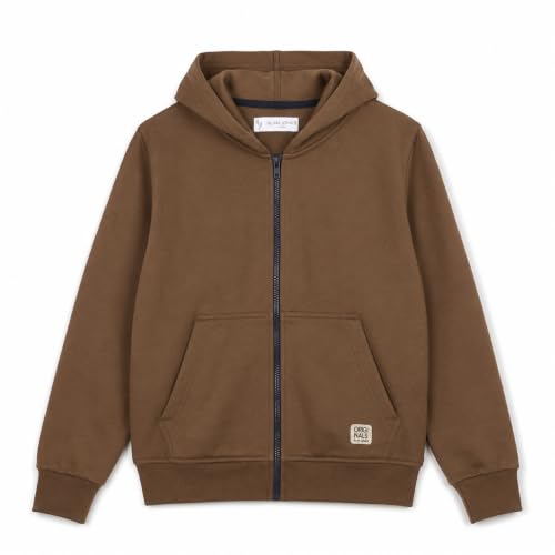 Image of Alan Jones Clothing Boys Hooded Sweatshirt | Full Zip Closure | Full Sleeves | Kangaroo Pocket | Regular Fit | Winter Jacket for Boys | Age 5-16 Years