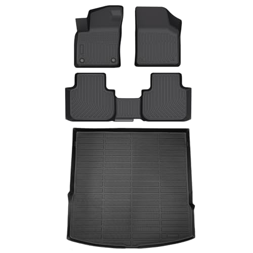 Image of HAFIDI Floor Mats & Cargo Liner Set Fit for 2020-2025 2026 Volkswagen Atlas Cross Sport (5 Passenger) All Weather Protection TPE Anti-Slip Car Floor Liners VW Atlas Cross Sport Accessories -Black