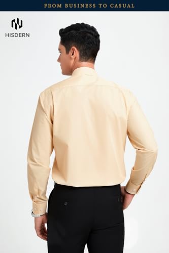 Image of HISDERN Mens Dress Shirts Long Sleeve Button Down Casual Shirts for Men Inner Contrast Formal Business Tuxedo Wedding Shirt