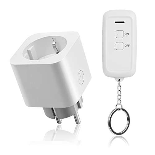 DEWENWILS Prise Telecommande sans Fil, Portée de Contrôle de 30 m, 3680W/16A, Mini Prise Commandée avec Télécommande, Programmable et Extensible,...