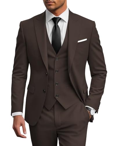Image of Wangyue Men's Suits 3 Piece Slim Fit Wedding Suits for Men Formal Business Suit Party Prom Tuxedo