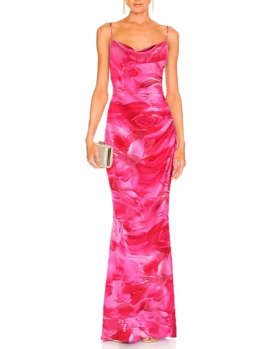 Image of Aigeman Women Spaghetti Straps Mermaid Evening Gown Wedding Guest Dress Drape Neck Lace Backless Formal Maxi Dress 21