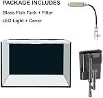 2.5 Gallon Fish Tank Starter Kits, with Led Light, Filter Pump, Cover, Small Fish Tank Betta Aquarium (30x18x20CM)