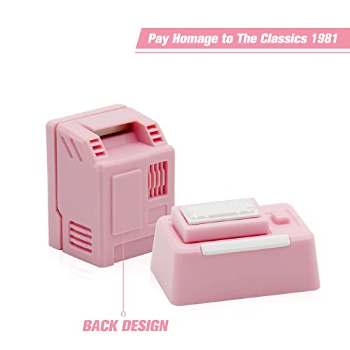 Image of HELOIA Custom Magnetic Light Transmission Keycaps for Esc and Tab Keys - Classic Retro Mechanical Backlit Keyboard for GK61 GK64 SK87 GH60 PC Gamer and Most Keyboards (Pink)
