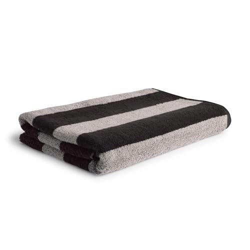 Möve Superwuschel Blockstreifen Duschtuch 80 x 150 cm aus 100% Baumwolle, Black/Cashmere