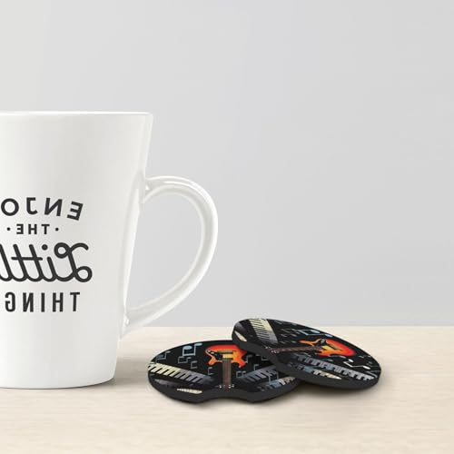2 posavasos para carro con diseño guitarra y piano miniatura 3