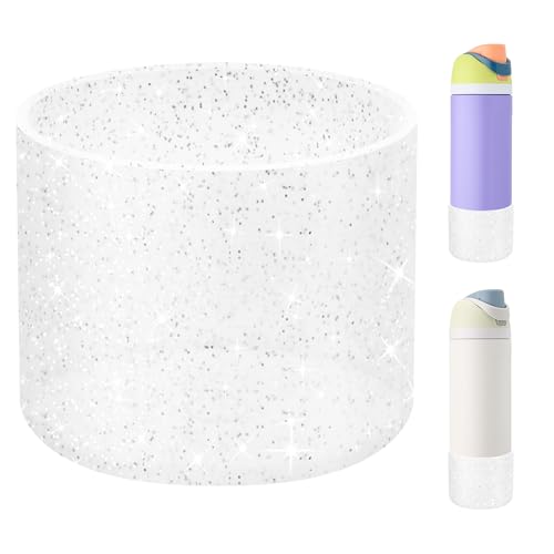 UBEEKOO Silicone Boot for Owala 24oz FreeSip,Twist,and Flip Stainless Steel Water Bottle,Sleeve Cover for Stanley IceFlow 24oz,Anti-Slip Bottom Protective for Owala Accessories,Bling Silver