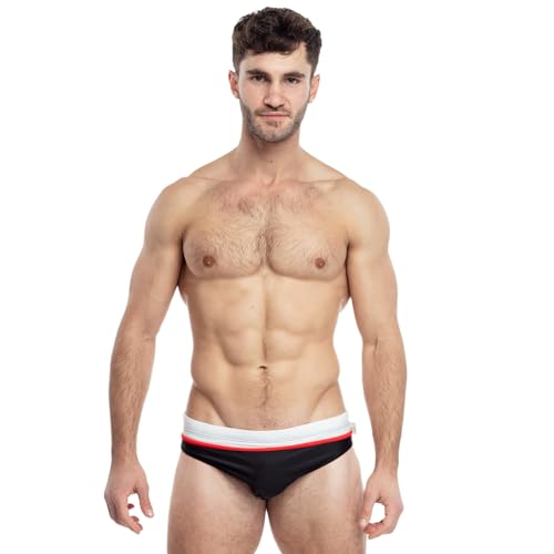 Taddlee Mens Bikini Swimwear Mid Waist Swim Briefs Sexy Swimsuits Trunks Boxer (US, Alpha, Medium, Regular, Regular, Black)