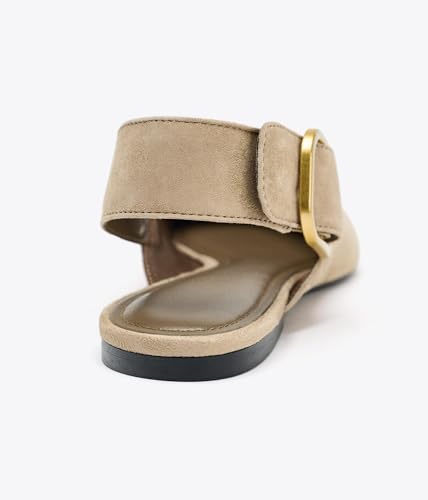 Image of Slingback Flat Shoes for Women Pointed Closed Toe Flat Mule Sandals Casual Comfortable Office Dressy Shoes
