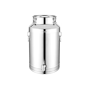Edelstahl Vorratsbehälter mit Hahn, Lebensmittelechter Edelstahl Tank, Dickwandiger Dichter Frischhaltebehälter für Öl, Wein, Milch, Wasser, mit Auslaufhahn & Deckel, Rostfrei & Leicht zu Reinigen