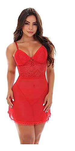 Camisola Sexy Lingerie Fantasia Com Calcinha Sensual Transparente em Tule (Branco, M)