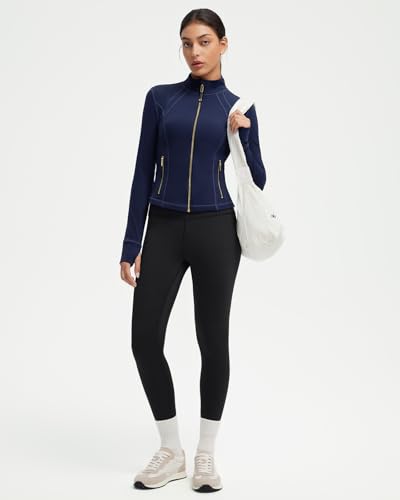 Image of SUUKSESS Women Golden Full Zip Up Workout Cropped Jackets Lightweight Athletic Yoga Tops